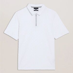 Ted Baker - Men’s - Ansom White Quilted Polo half zip Shirt (size 2)